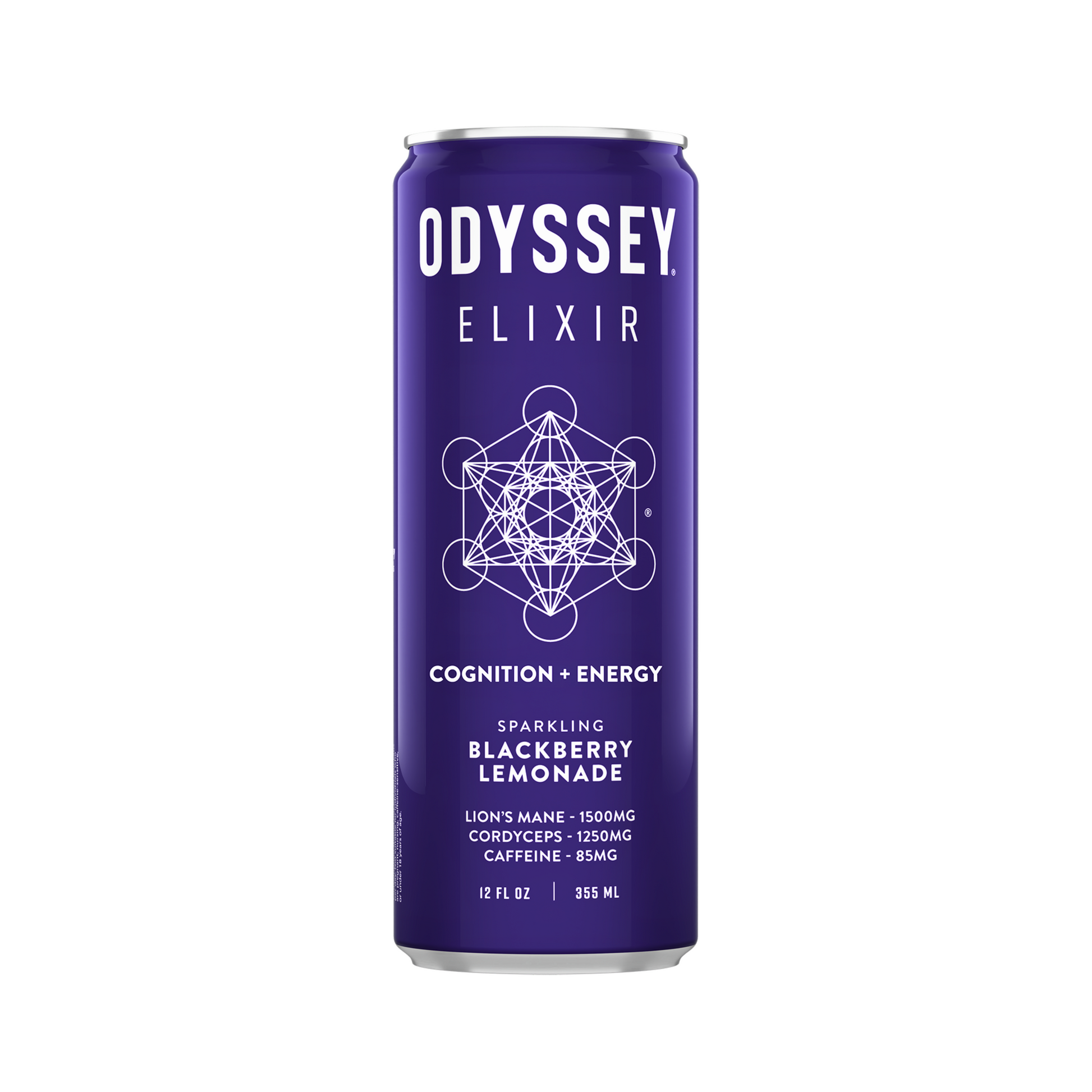 Purple can of Odyssey Elixir on a white background