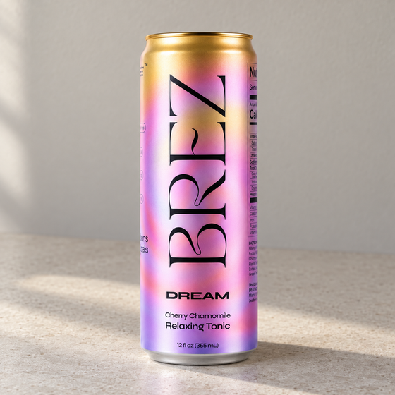 BRĒZ Dream Cherry Chamomile can, alternate neutral-background view