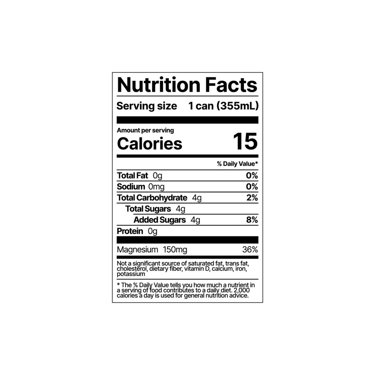 Nutrition Facts for BRĒZ Dream Reishi Cherry Chamomile functional drink, 12 oz