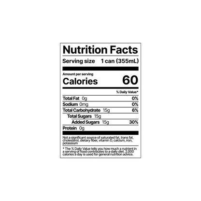 Nutrition Facts for BRĒZ Elevate Cordyceps Strawberry Mango functional drink, 12 oz