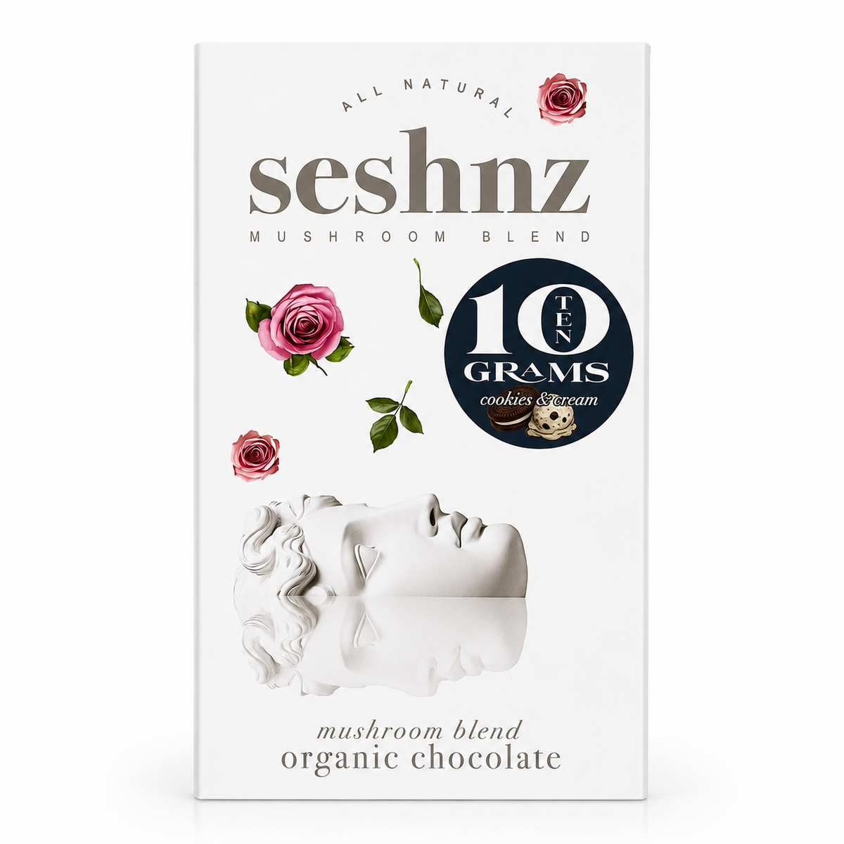 Seshnz Cookies and Cream 10g mushroom chocolate bar package