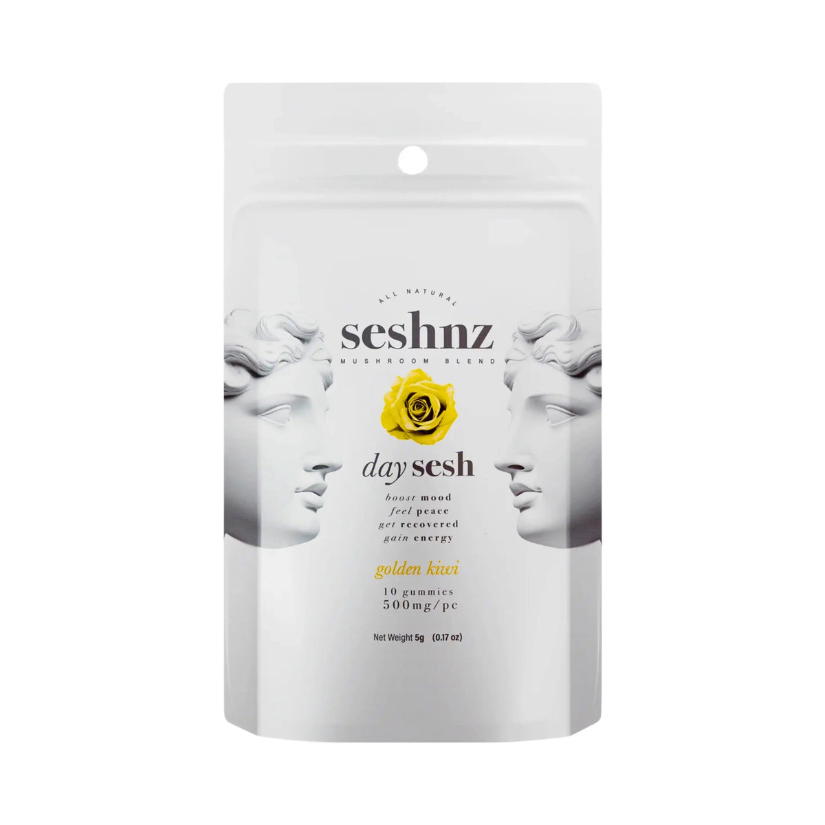Seshnz Day Sesh Golden Kiwi mushroom gummies 10-count pouch