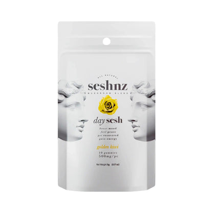 Seshnz Day Sesh Golden Kiwi mushroom gummies 10-count pouch