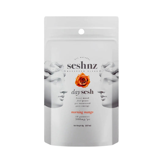 Seshnz Day Sesh Morning Mango mushroom gummies 10-count pouch