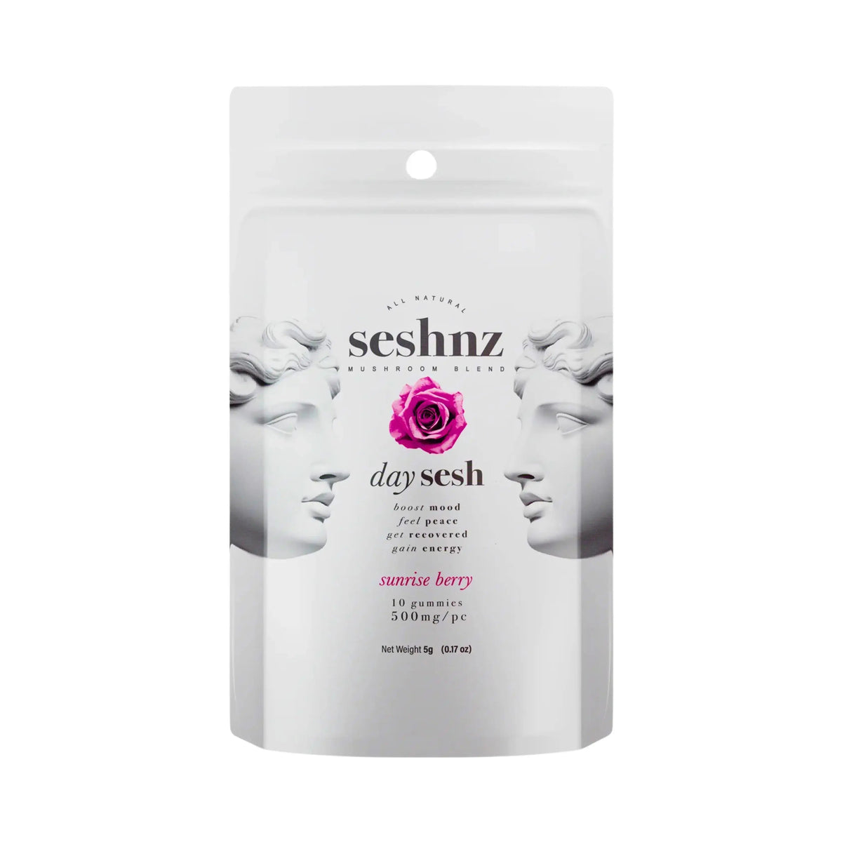 Seshnz Day Sesh Sunrise Berry mushroom gummies 10-count pouch