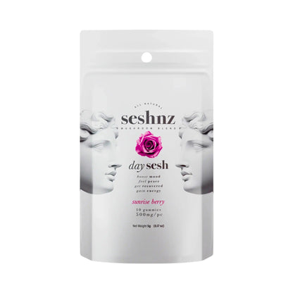 Seshnz Day Sesh Sunrise Berry mushroom gummies 10-count pouch