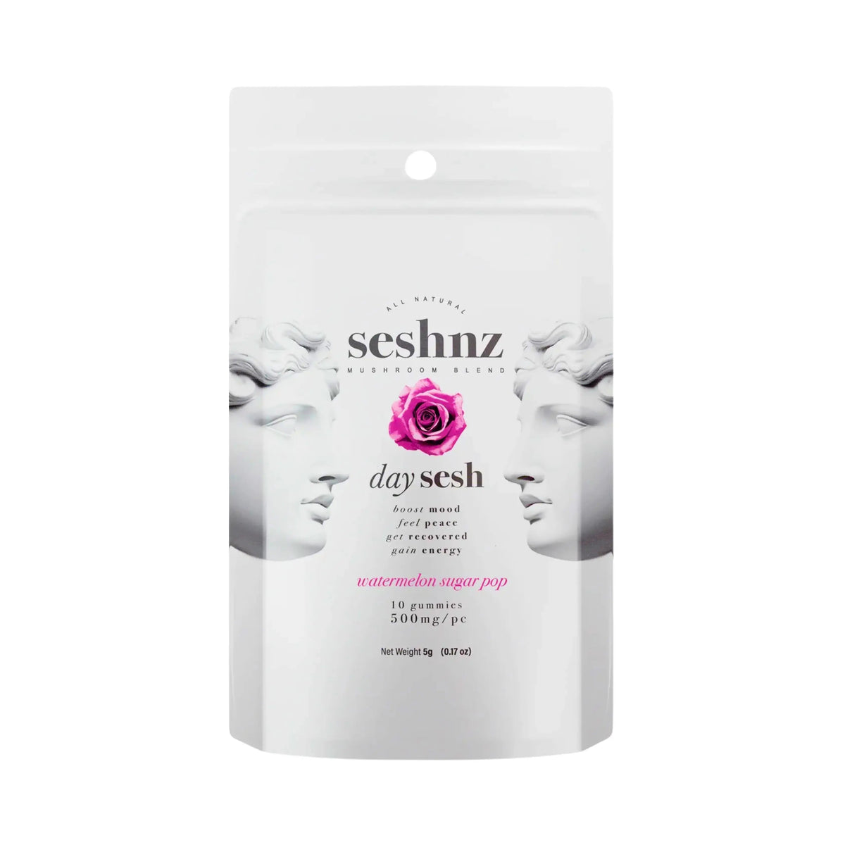 Seshnz Day Sesh Watermelon Sugar Pop mushroom gummies 10-count pouch