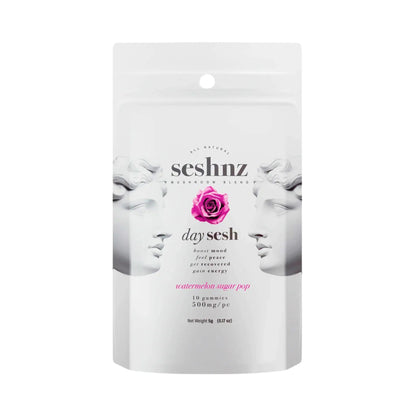 Seshnz Day Sesh Watermelon Sugar Pop mushroom gummies 10-count pouch
