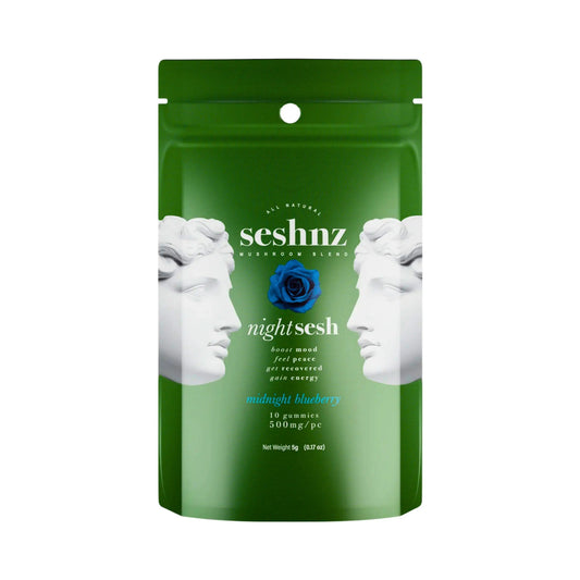 Seshnz Night Sesh Midnight Blueberry mushroom gummies 10-count pouch