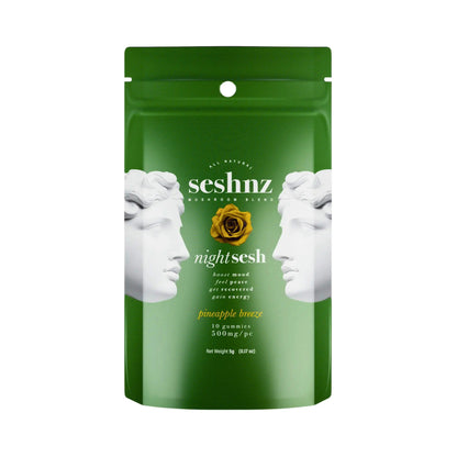 Seshnz Night Sesh Pineapple Breeze mushroom gummies 10-count pouch