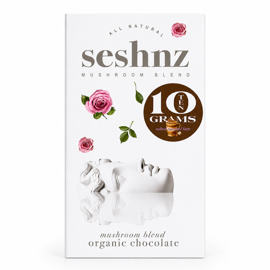 Seshnz Salted Caramel Latte 10g mushroom chocolate bar package