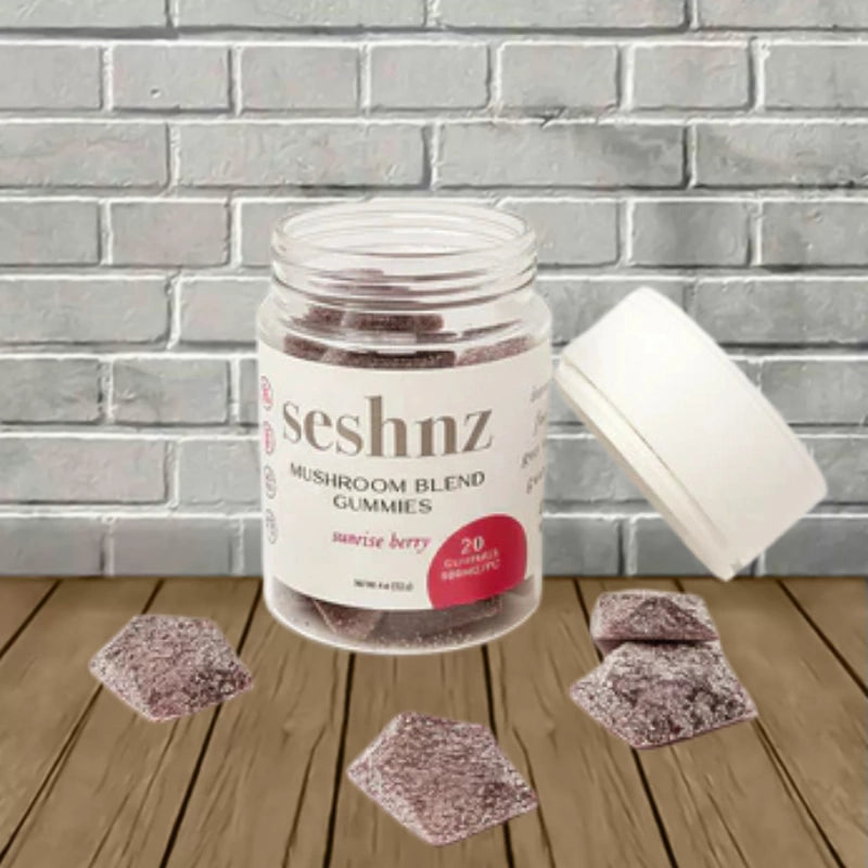 Seshnz Sunrise Berry 10g mushroom gummies 20-count jar